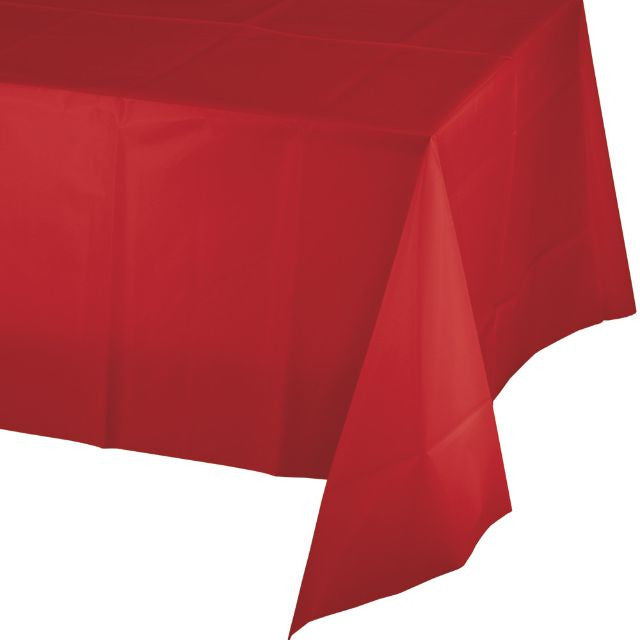 Classic Red Plastic Table Cover