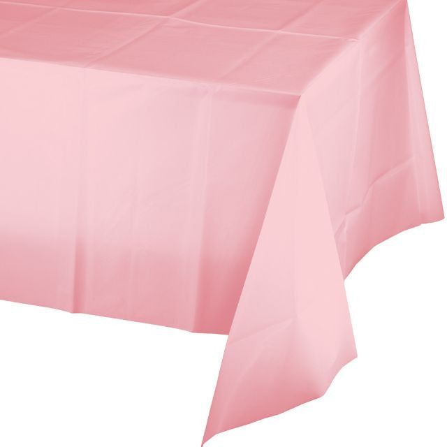 Classic Pink Plastic Table Cover